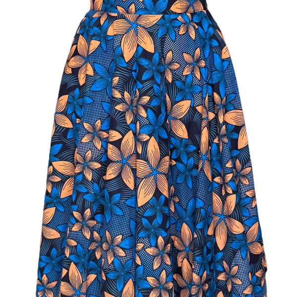 Colorful Black - Wax Midi Skirt - Midnight Flower