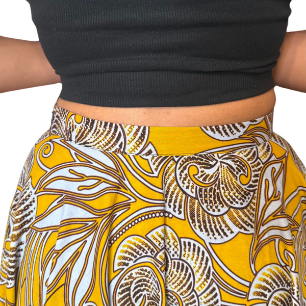 Colorful Black - Long Wax Skirt - Gold Safari