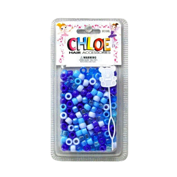 Coiffez votre enfant avec ces jolis accessoires. Ils sont parfaits sur cheveux tressés ou sur les vanilles. Contient un lot de 200 perles colorées de mix de bleu.