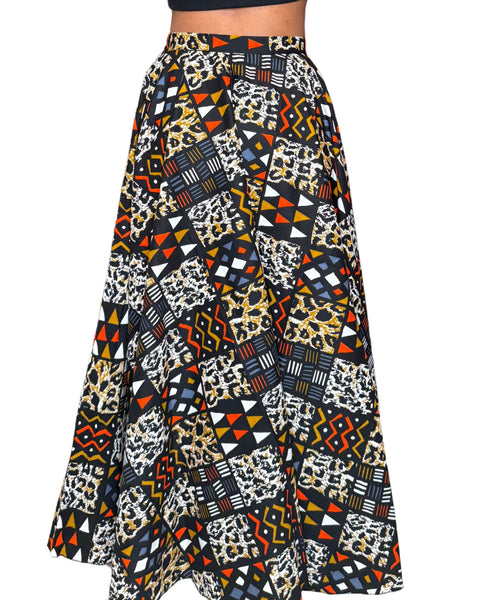 Colorful Black - Jupe longue wax - Tribale Urbaine