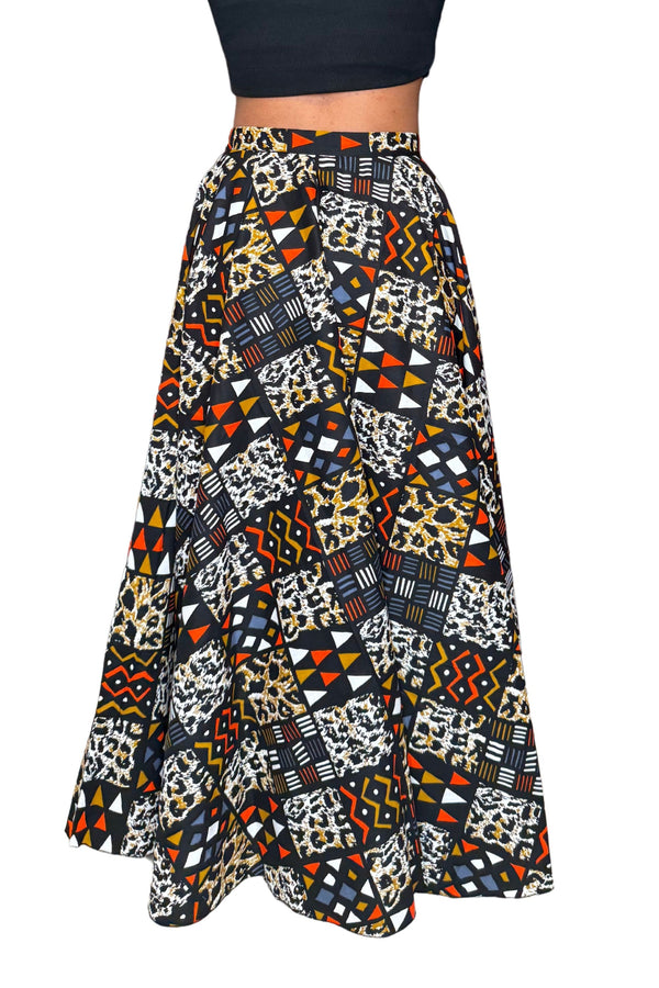Colorful Black - Jupe longue Wax - Tribale Urbaine