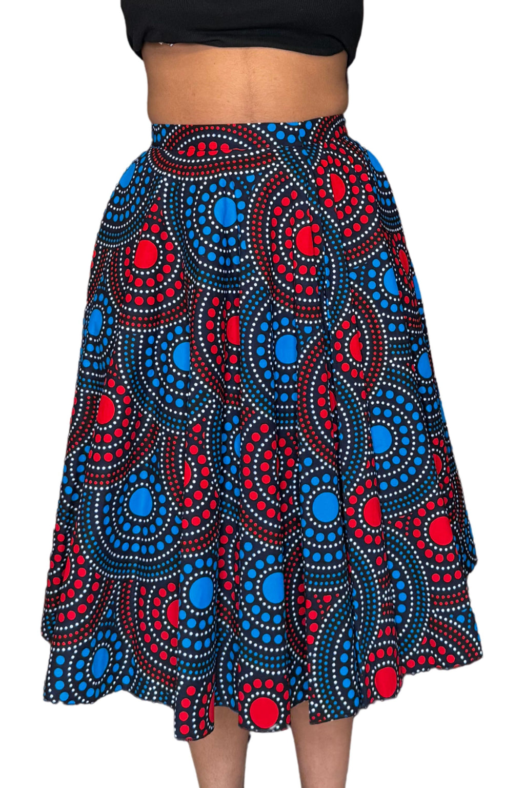 Falda midi de cera negra colorida - Danza Cósmica