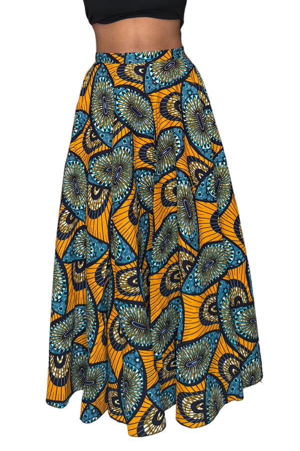 Colorful Black - Jupe longue Wax - Rayons d'Afrique
