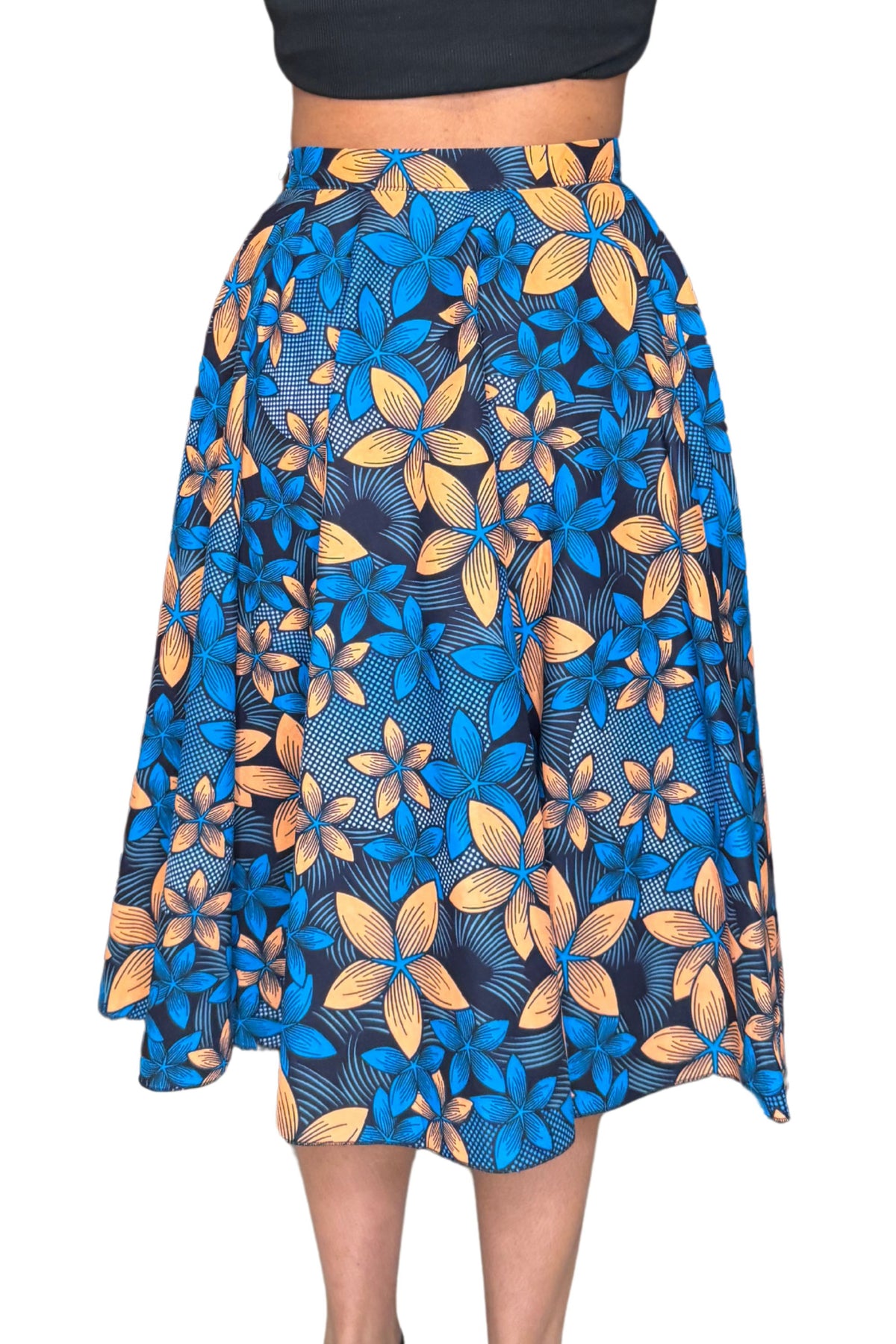 Colorful Black - Jupe midi Wax - Fleur de minuit