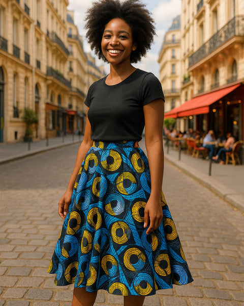 Colorful Black - Jupe midi Wax - Optical Vibes
