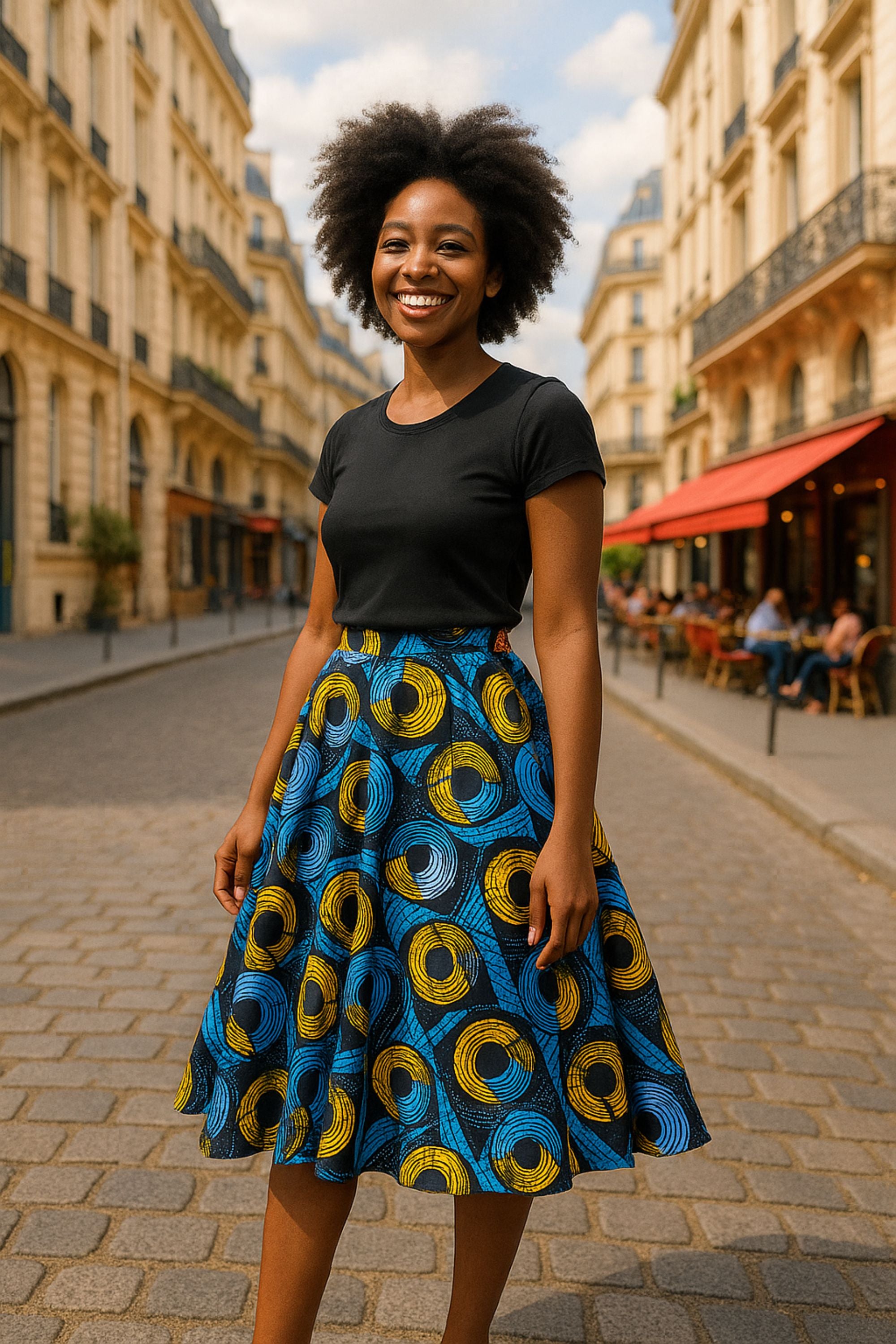 Colorful Black - Jupe midi Wax - Optical Vibes