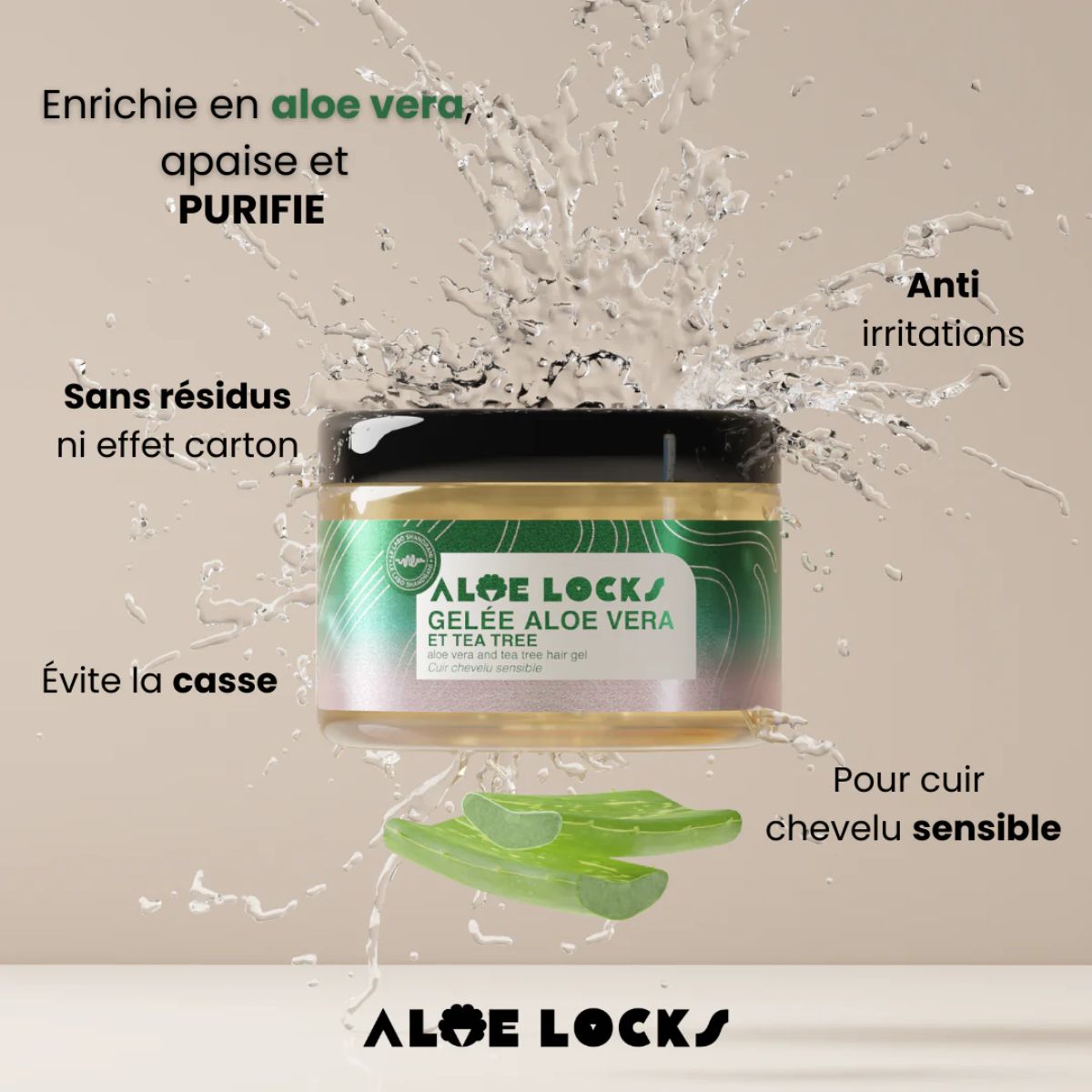 Aloé Locks • Gelée Aloé Véra & Tea Tree - Colorful Black