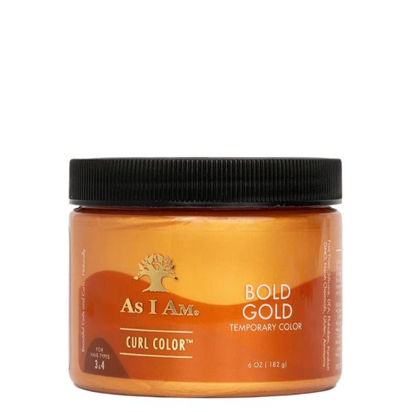 Curl Color est la gelée colorante et coiffante de la marque As I am. Temporaire, elle n'abîme pas vos cheveux. Bold Gold vous offre de beaux reflets dorés.
