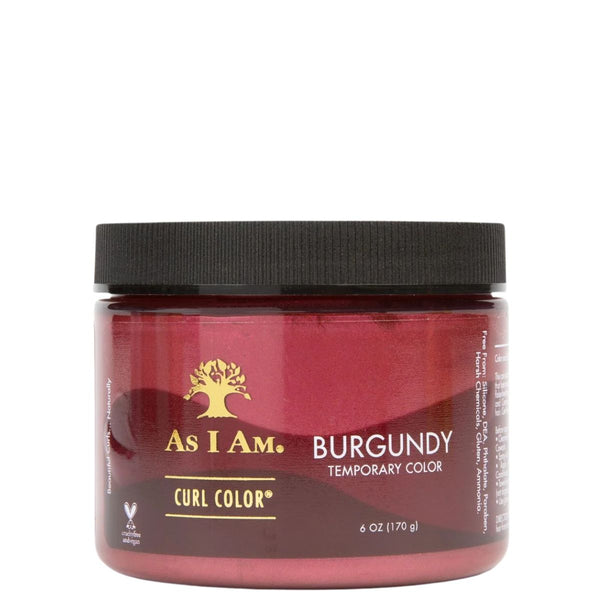 Gelée colorante temporaire Burgundy visible sur cheveux foncés. Hydrate, définit les boucles, sans résidus. Formule vegan, se rince facilement.
