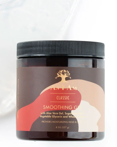Spécialement conçu pour rendre vos bordures nettes et soyeuses, le Smoothing Gel de As I Am respecte votre cuir chevelu et apporte de la brillance à vos cheveux