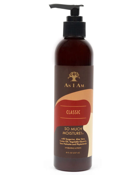Avec de l’aloe vera hydratante et de la gelée royale régénératrice, la lotion As I am So Much Moisture est un concentré de bienfaits naturels pour les cheveux secs.
