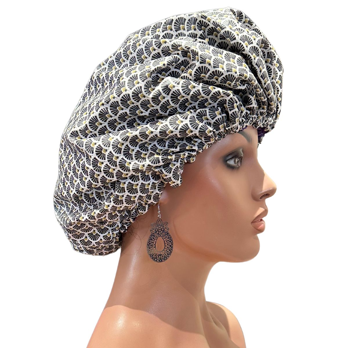 Bonnet de nuit en Wax et Satin pour la protection des cheveux