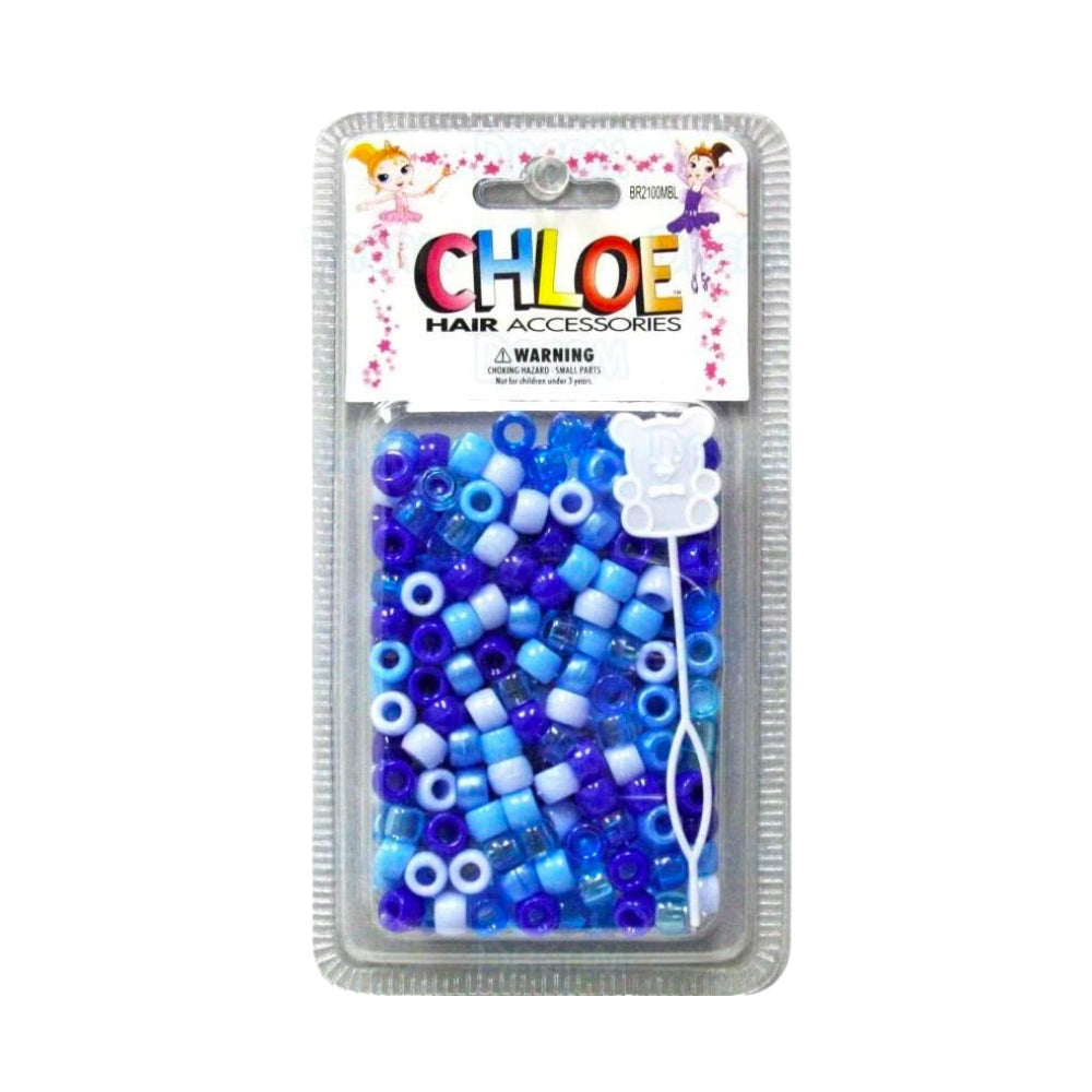 Coiffez votre enfant avec ces jolis accessoires. Ils sont parfaits sur cheveux tressés ou sur les vanilles. Contient un lot de 200 perles colorées de mix de bleu.