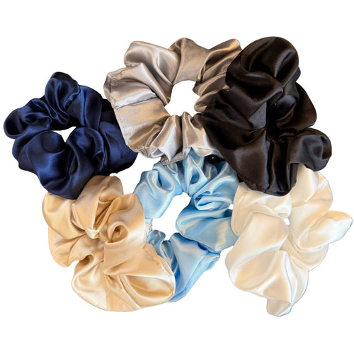 Colorful Black • Chouchou / Scrunchie en satin • Maxi - Colorful Black