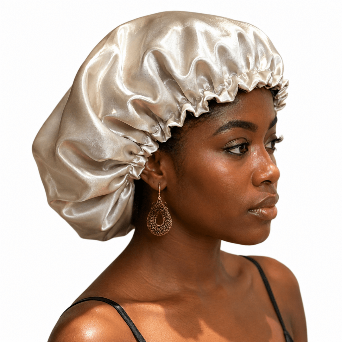 Colorful Black • Essentials • Bonnet de Nuit en Satin (ajustable) - Colorful Black