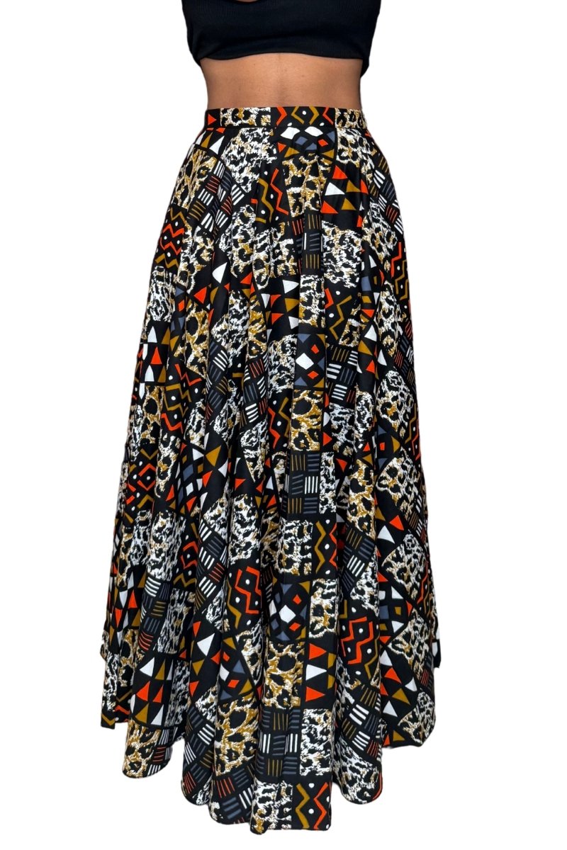 Colorful Black - Jupe longue Wax - Tribale Urbaine - Colorful Black