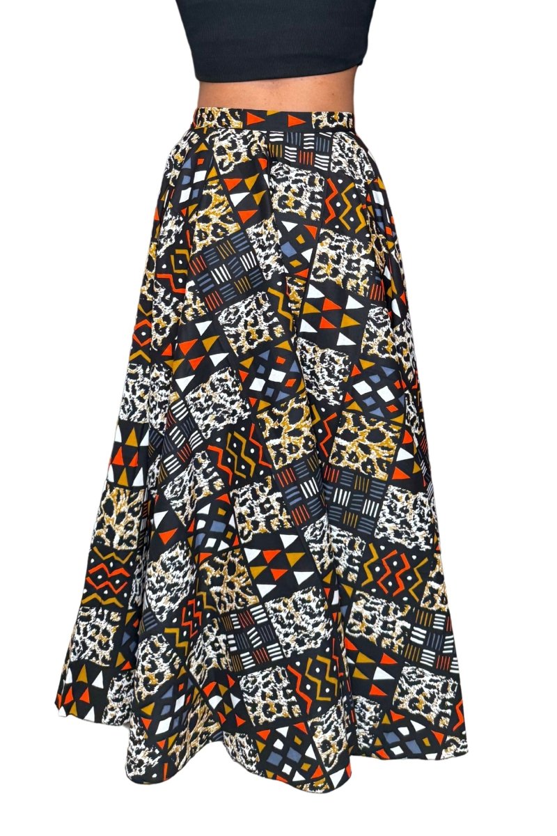 Colorful Black - Jupe longue Wax - Tribale Urbaine - Colorful Black