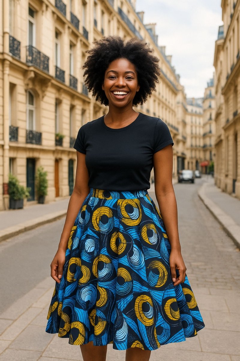 Colorful Black - Jupe midi Wax - Optical Vibes - Colorful Black