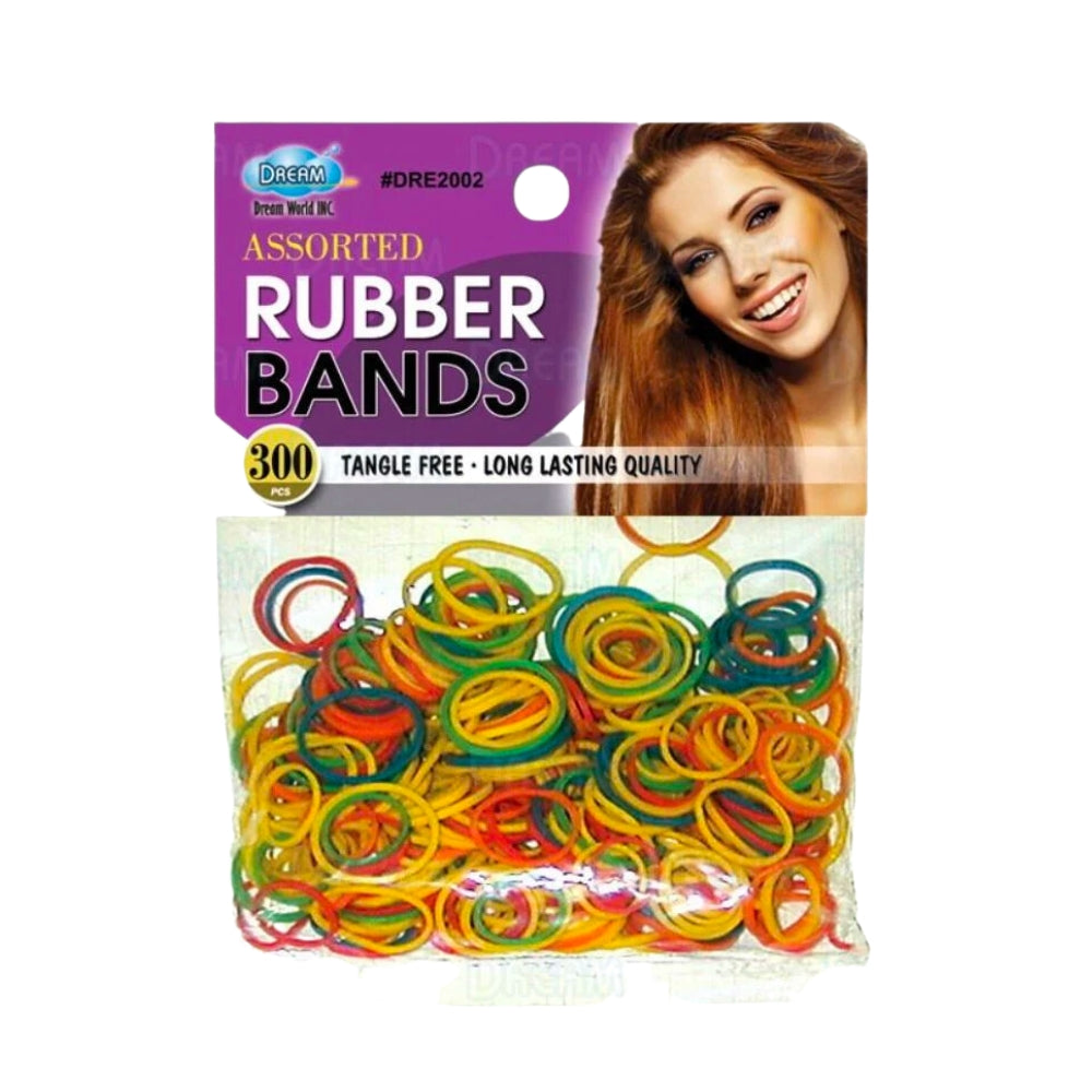 Procédez aux coiffures que vous souhaitez avec les Assorted Rubber Bands de Dream qui contient un lot de 300 élastiques de différentes couleurs.