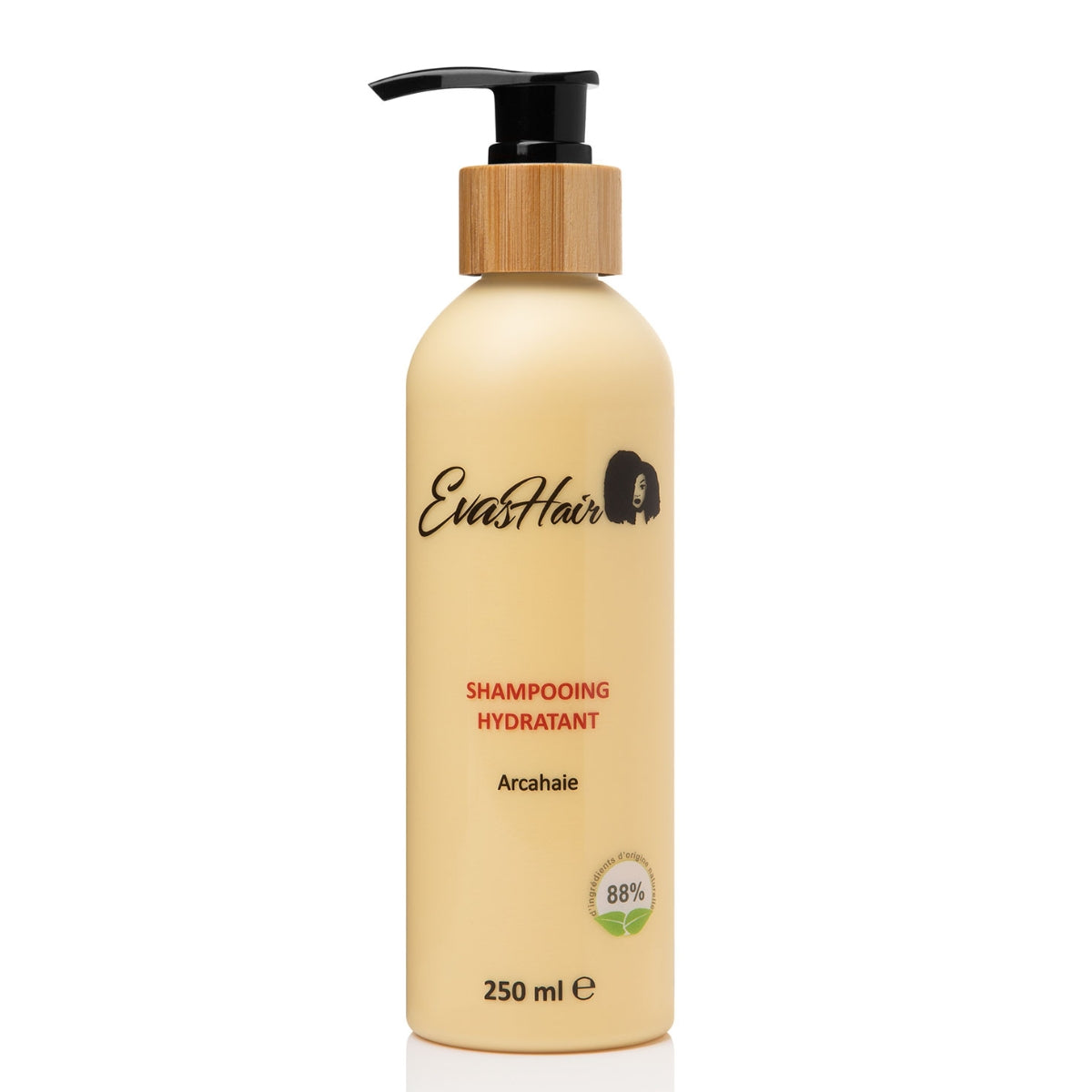 Shampoing hydratant de la marque Evashair. Arcahaie permet de maintenir les cheveux hydratés en profondeur. Idéal sur les cheveux dits "crépus", "frisés" et bouclés.