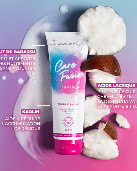 Co-wash / Crème de shampoing pour nettoyer tout en douceur les cheveux dits "texturés" (bouclés, frisés ou "crépus"). Mousse onctueuse pour cheveux et cuir chevelu.
