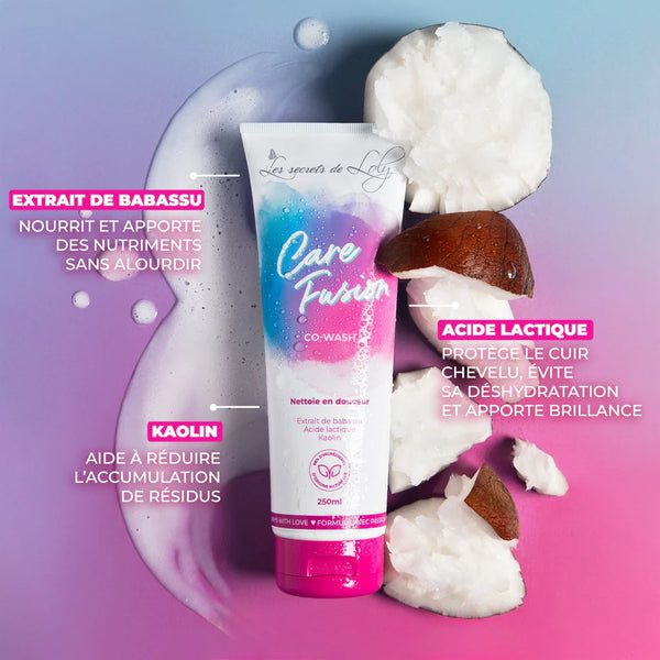 Co-wash / Crème de shampoing pour nettoyer tout en douceur les cheveux dits "texturés" (bouclés, frisés ou "crépus"). Mousse onctueuse pour cheveux et cuir chevelu.