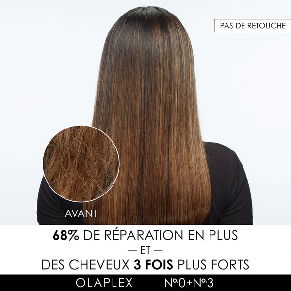 Olaplex n°0 agit en synergie avec le célèbre Olaplex nº3 Hair Perfector, amplifiant son efficacité pour des cheveux visiblement plus forts, réparés et protégés.