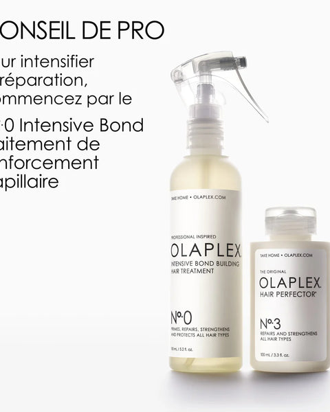 Ce soin intensif agit en profondeur pour restaurer et renforcer la fibre capillaire. Utilisable seul ou combiné à Olaplex n°0 pour des résultats professionnels.