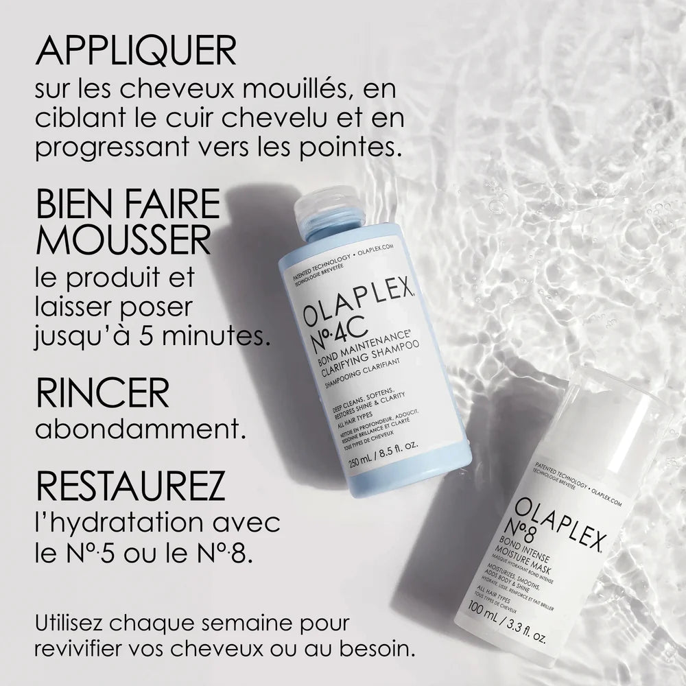 Le shampoing clarifiant Olaplex purifie les cheveux, optimise leur éclat naturel & les prépare efficacement à recevoir les bienfaits de votre routine capillaire