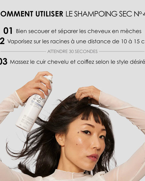 Le shampoing sec Volume Detox Olaplex purifie le cuir chevelu tout en apportant légèreté & volume. Laisse les cheveux frais et propres comme après un shampooing