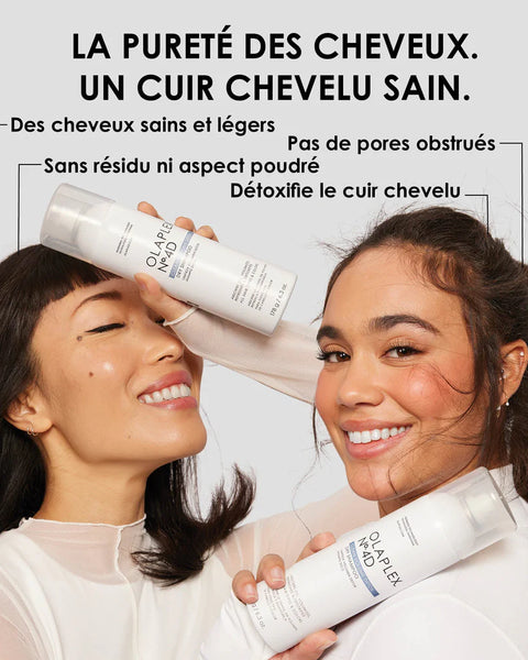 Le shampoing sec Volume Detox Olaplex purifie le cuir chevelu tout en apportant légèreté & volume. Laisse les cheveux frais et propres comme après un shampooing