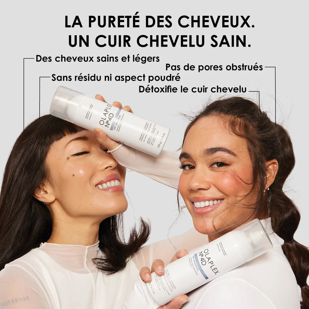 Le shampoing sec Volume Detox Olaplex purifie le cuir chevelu tout en apportant légèreté & volume. Laisse les cheveux frais et propres comme après un shampooing