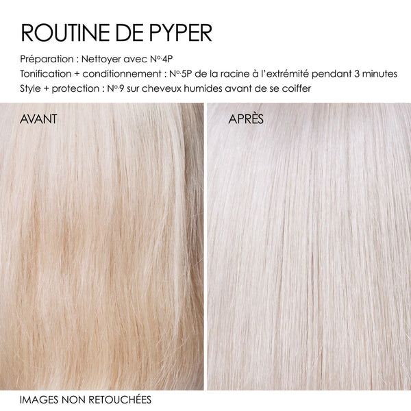 Spécialement conçu pour les cheveux blonds, gris ou méchés, le nº5P Blonde Enhancer Conditioner est enrichi de la technologie brevetée Olaplex Bond Building.
