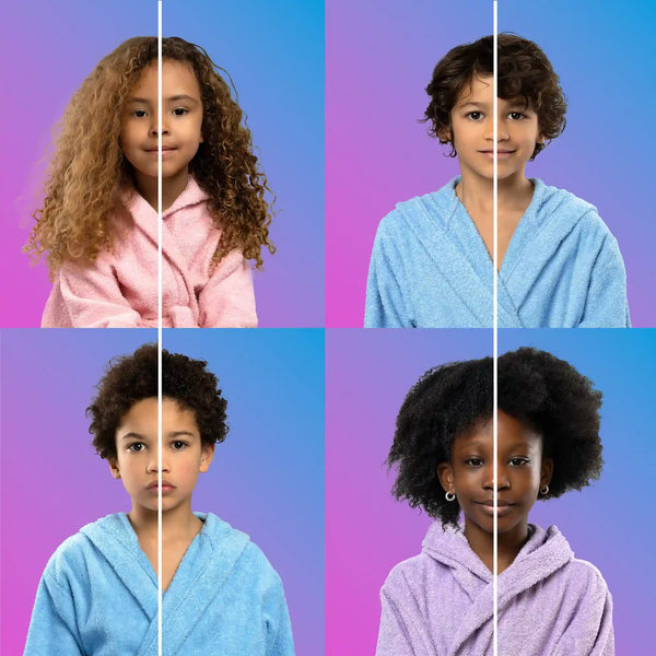 Spray démêlant sans rinçage pour enfants. Hydrate, démêle et rafraîchit les boucles sans alourdir. Dès 18 mois, sans alcool ni parfum synthétique.