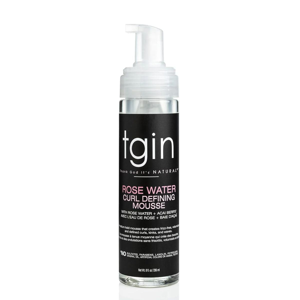 La TGIN Rose Water Curl Defining Mousse est une mousse coiffante légère, spécialement formulée pour définir les boucles tout en contrôlant les frisottis.