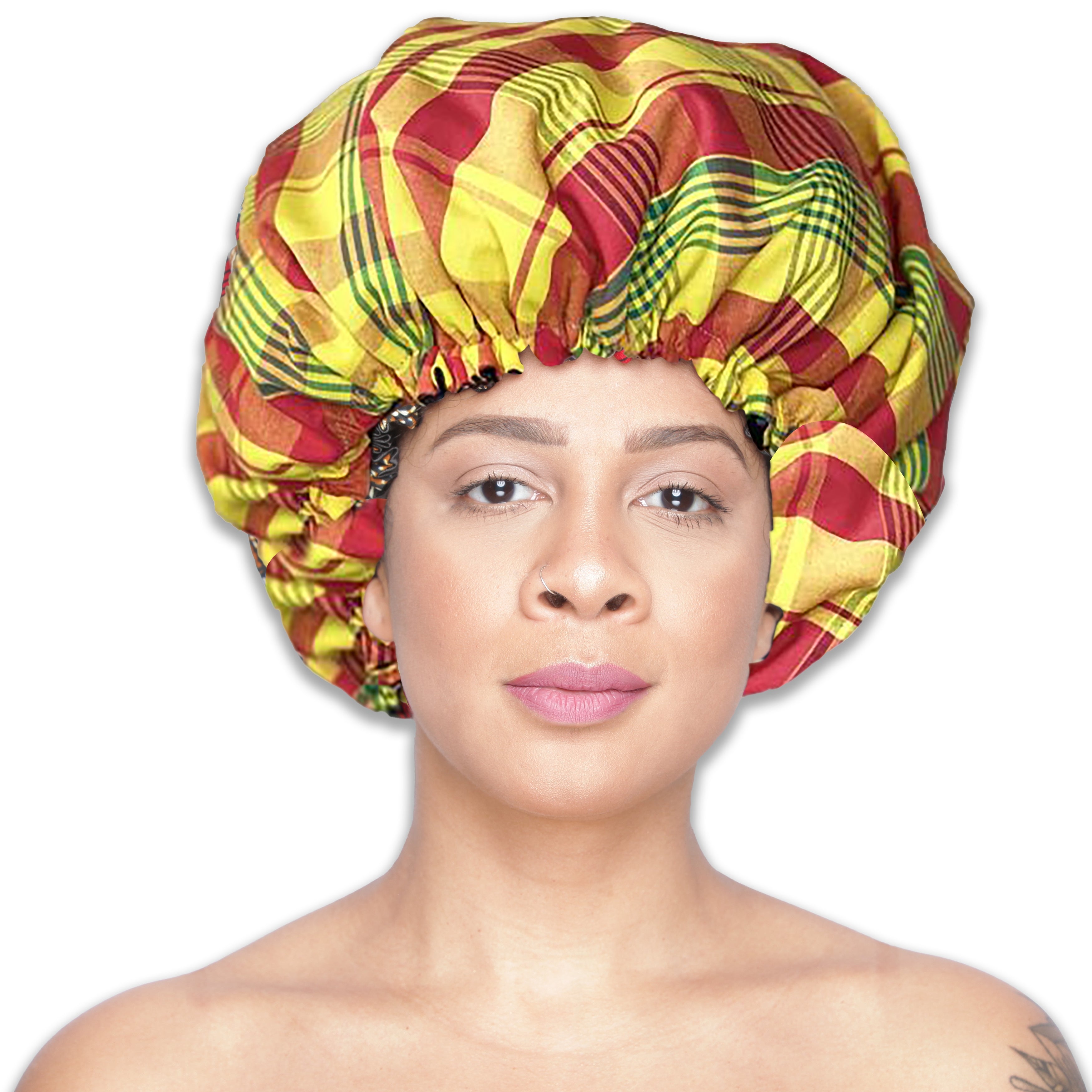 Colorful Black - Bonnet de Nuit - Satin et Madras (ajustable)