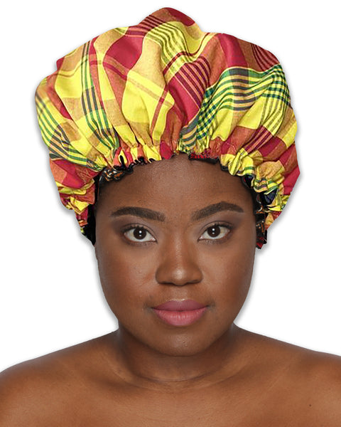 Colorful Black - Bonnet de Nuit - Satin et Madras