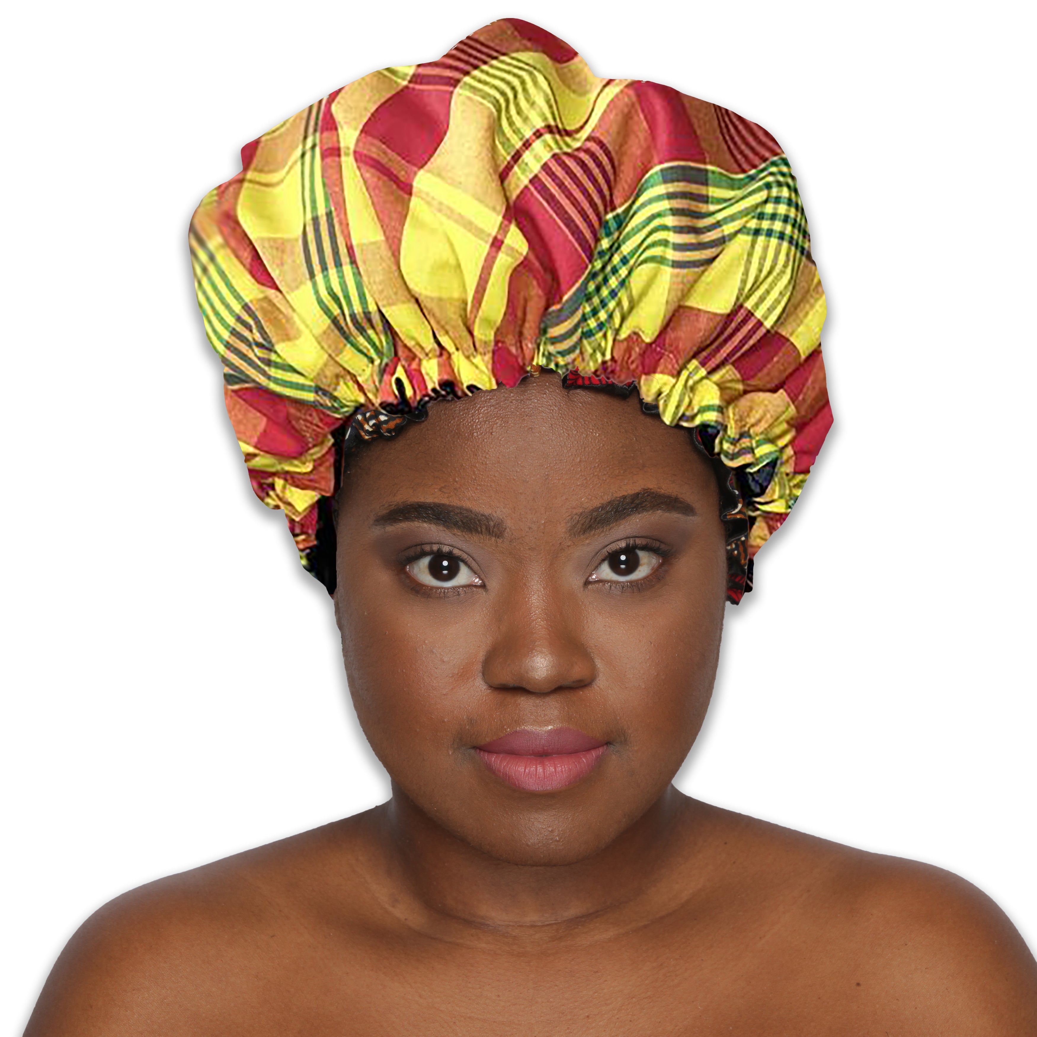 Colorful Black - Bonnet de Nuit - Satin et Madras (ajustable)