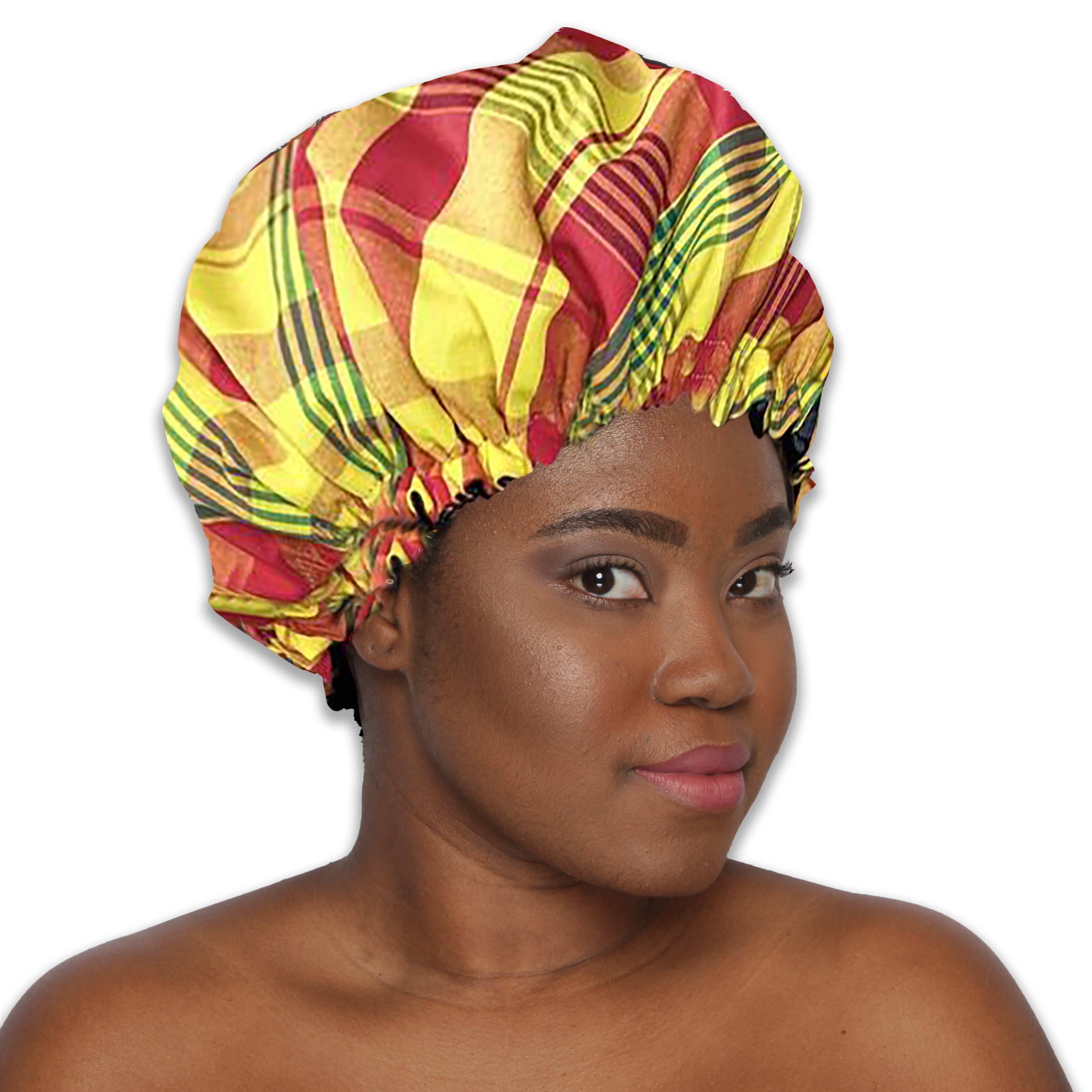 Colorful Black - Bonnet de Nuit - Satin et Madras (ajustable)