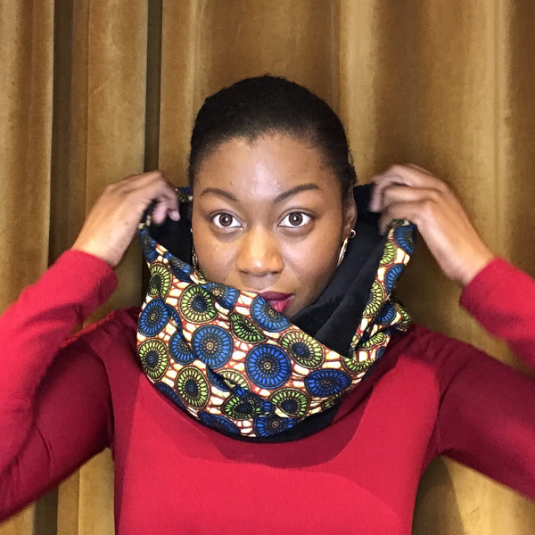 Colorful Black - Double Wrap Snood - Wax &amp; Fur (Green &amp; Blue)