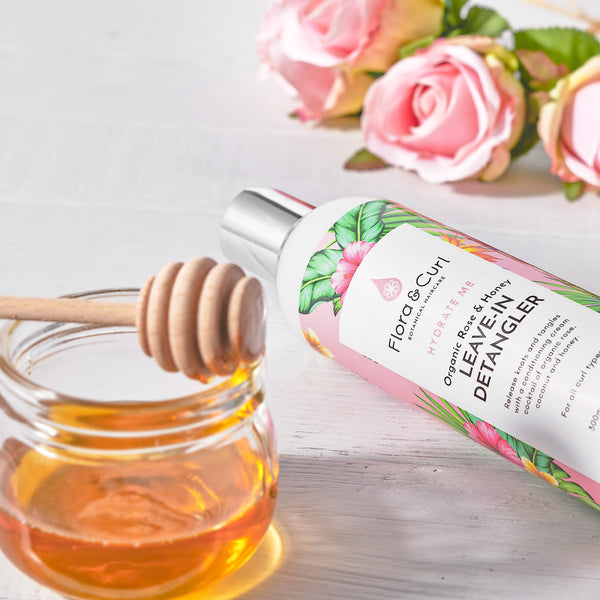 Flora & Curl - Desenredante orgánico de rosa y miel sin aclarado