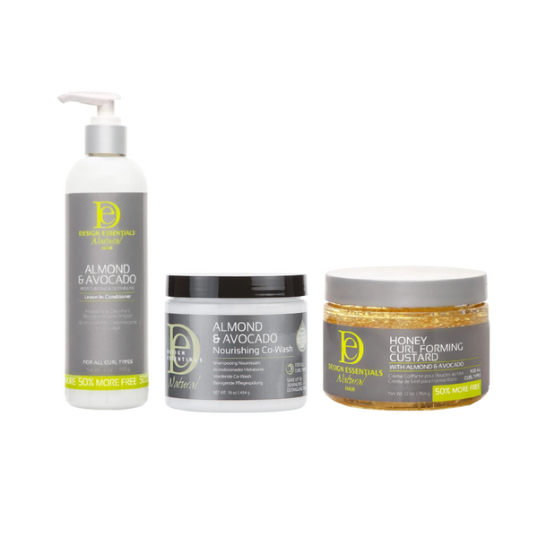 Design Essentials Natural Almond & Avocado - PACK Définition de boucles Curl Forming Custard - 3 produits