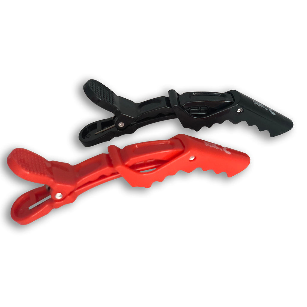 Colorido negro - Clips de cocodrilo - Juego de 4 (mezcla de negro y rojo)