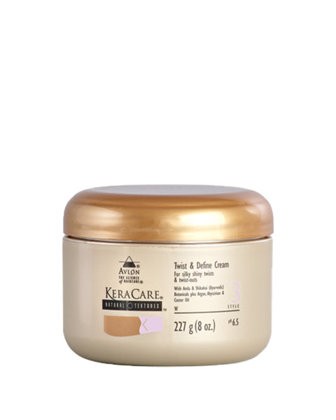 Obtenez des twist définies et une chevelure brillante sur vos cheveux crépus avec la Twist & Define Cream de la gamme Natural Textures de Keracare.
