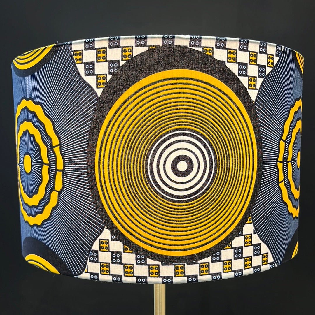 AnnAbatjour - Abat - Jour en Imprimé Wax - Diamètre 40cm (hauteur 25cm) - modèle 8 - Colorful Black