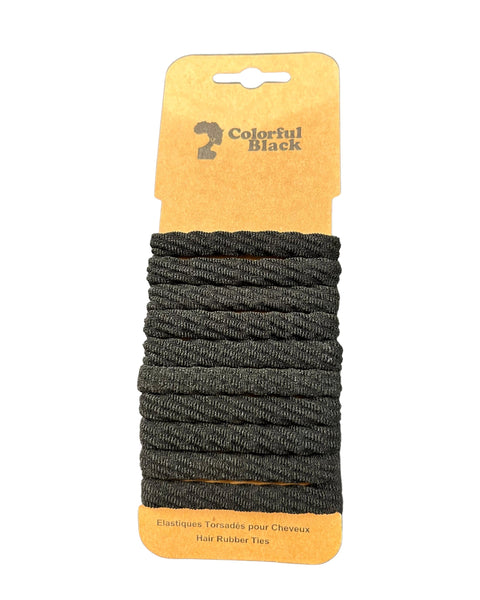 Accessoire indispensable pour la coiffure : les Élastiques Torsadés Noirs de Colorful Black. Sans coutures ils ne vont pas craquer ni abîmer vos cheveux. Lot de 10.