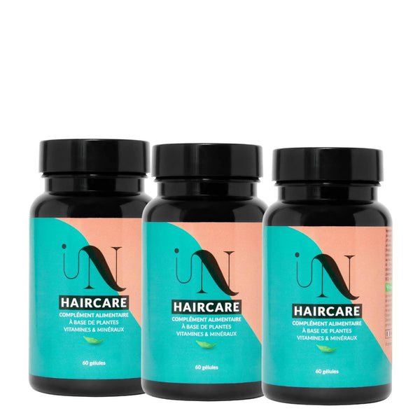 Les célèbres compléments alimentaires In Haircare, en gélules. Lot de 3 flacons soit 3 mois de cure (la durée minimale conseillée pour obtenir des résultats solides)