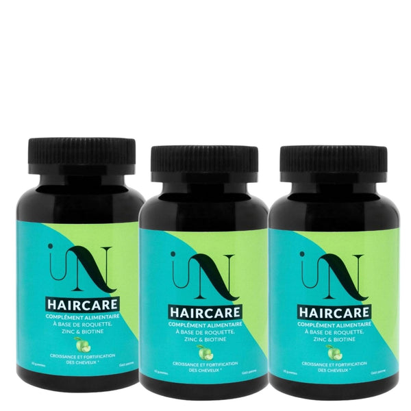 Les célèbres gummies pour le pousse de la marque In Haircare. Lot de 3 flacons, soit 3 mois de cure. La durée minimale conseillée pour obtenir des résultats solides.