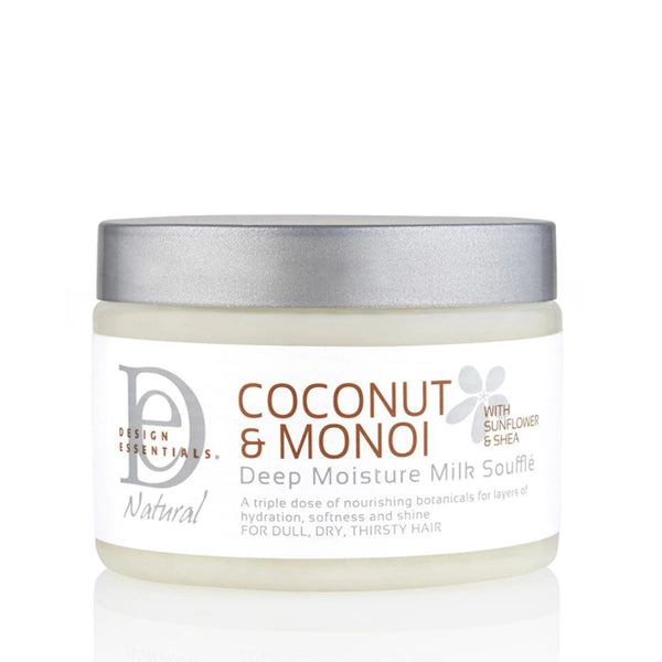 Le Deep Moisture Milk Soufflé de Design Essentials est à la fois un styler et un soin hydratant. Il offre des boucles brillantes, sans frisottis et sans alourdir.