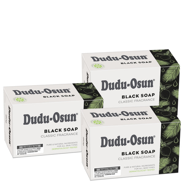 Dudu-Osun - Tamaño estándar 150g (jabón negro 100% natural) - LOTE DE 3